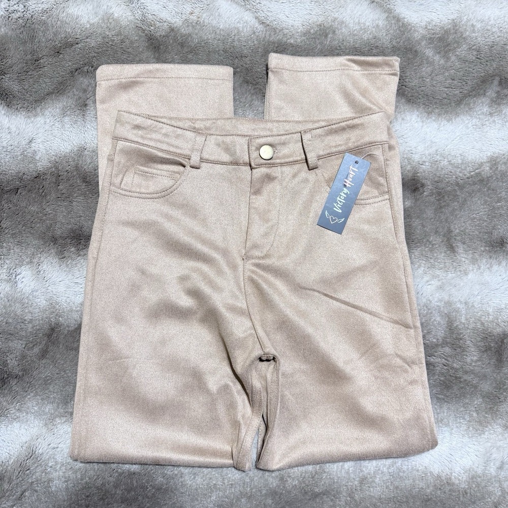 Victory‎ Heart Tan Faux Suede Girls Straight Leg Pants